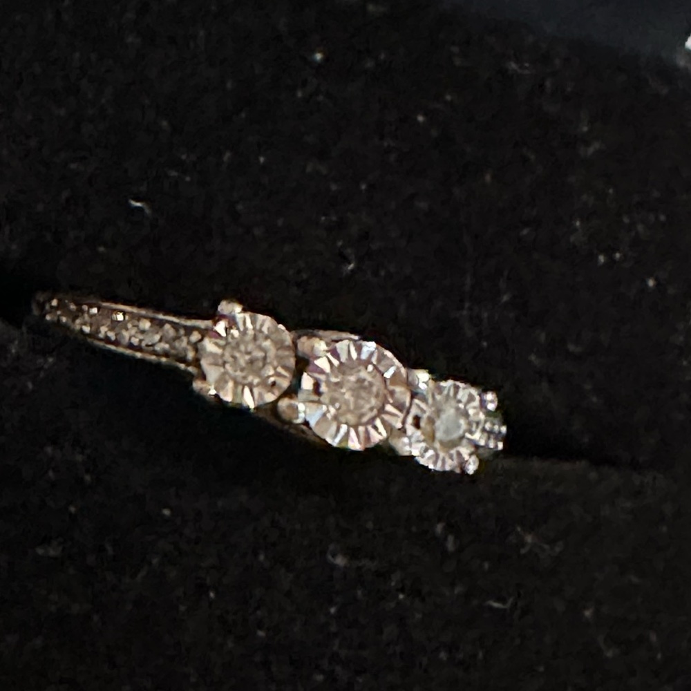 COPY - Diamond sterling silver 925 diamonds on both sides 3 diamonds in the mid…